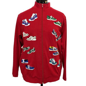 Bechamel Vintage Sneaker‎ Applique Jacket Full Zip Embroidered Red Size Small